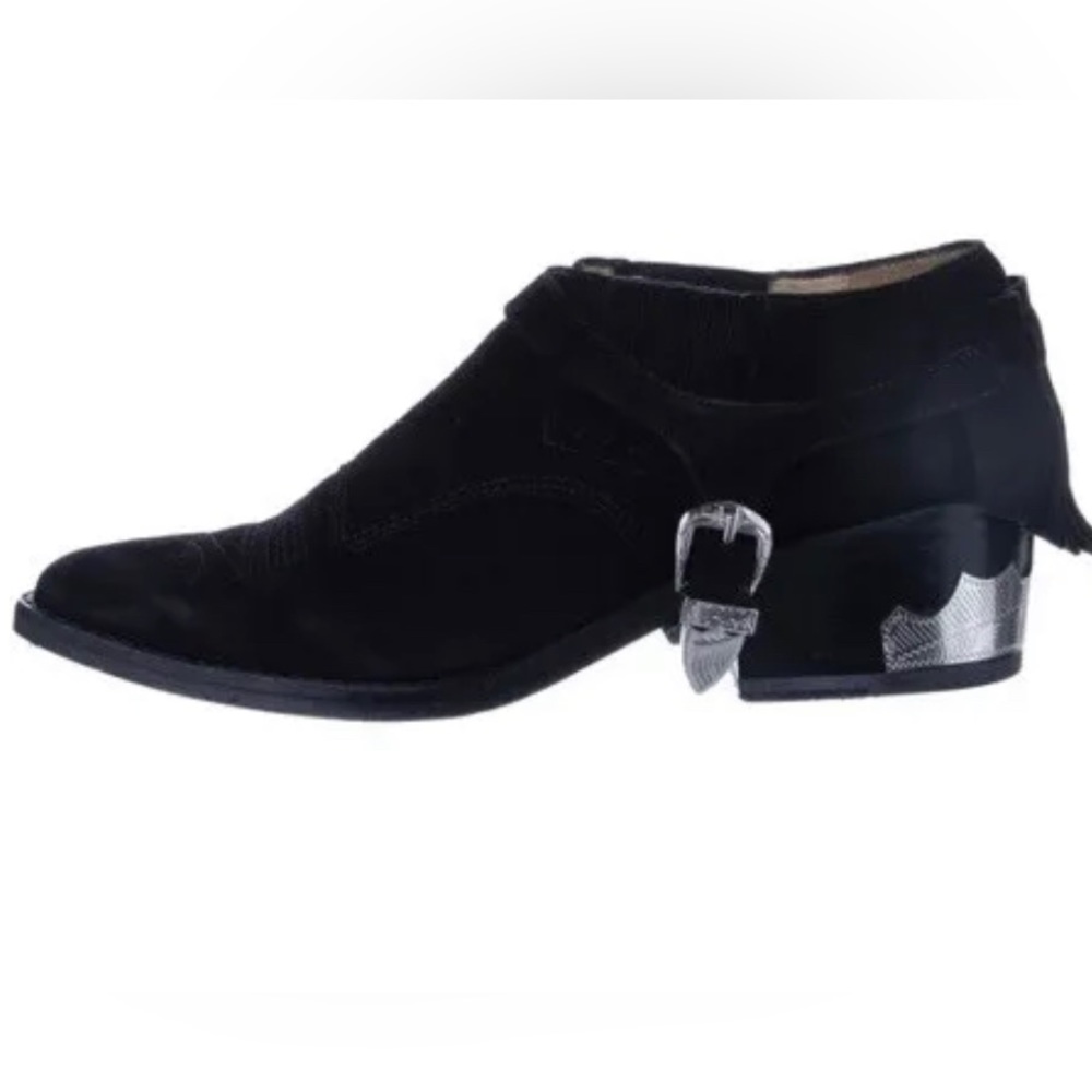 Toga Pulla Black Suede Fringe Trim Accent Moto Boots. EU Size39/ US 8.5-9.
